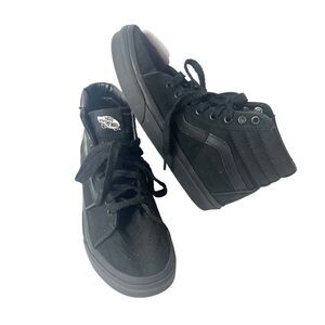 Vans Sk8 Hi Classic Skate Shoe All Black Canvas Sneaker Womens 7.5 Lace Up Men 6